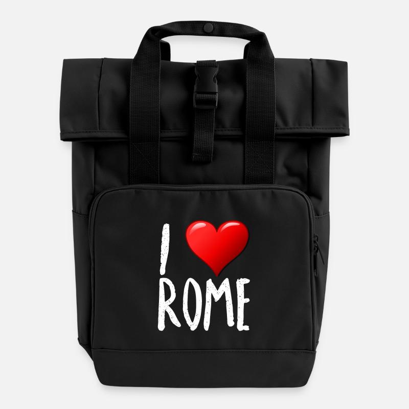 J'aime Rome - Sac à dos Roll Top à deux anses - noir