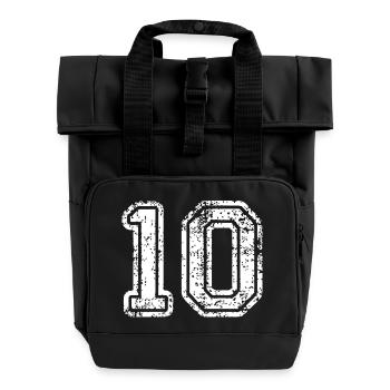 10 - Rolltop Rucksack mit zwei Griffen - Schwarz - Vorne