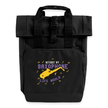 Saxophon - Rolltop Rucksack mit zwei Griffen - Schwarz - Vorne