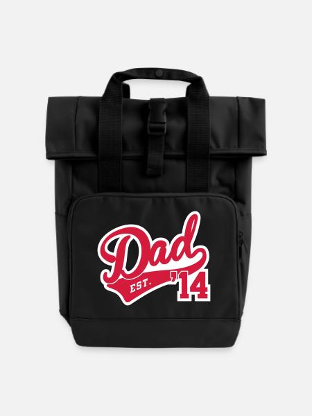 Dad Est. 2014 - Rolltop Rucksack mit zwei Griffen - Schwarz