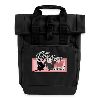 Füttern Wildtiere Tiere Eichhörnchen Vögel Spruch - Rolltop Rucksack mit zwei Griffen - Schwarz - Vorne