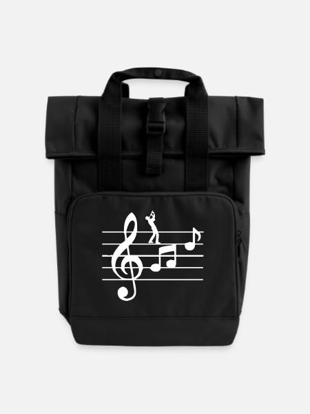 Flöte Blasinstrumente - Rolltop Rucksack mit zwei Griffen - Schwarz