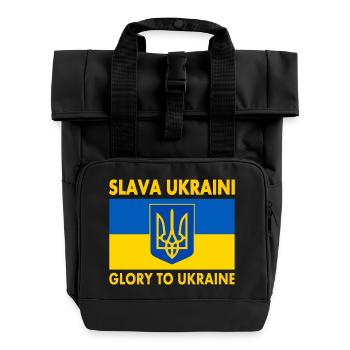 Slava ukraini - Rolltop Rucksack mit zwei Griffen - Schwarz - Vorne