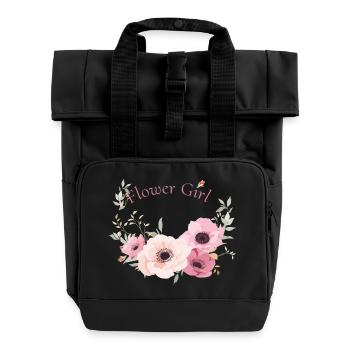 flower girl flowers romantic daughter girlfriend lol - Roll Top Backpack with Two Handles - black - Front