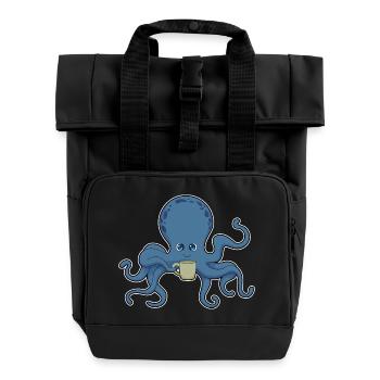 Krake Becher - Rolltop Rucksack mit zwei Griffen - Schwarz - Vorne
