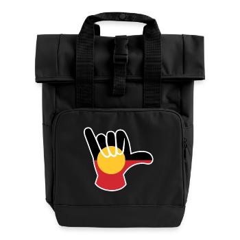 Shaka sign Aboriginal Australia - Roll Top Backpack with Two Handles - black - Front