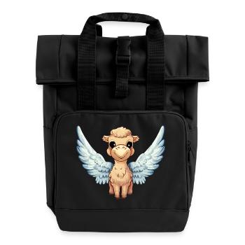 Ange lama avec des ailes - Sac à dos Roll Top à deux anses - noir - Devant