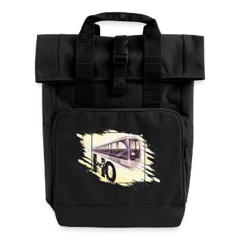 Model Railway Gauge H0 Design - Roll Top Backpack with Two Handles - black - Front