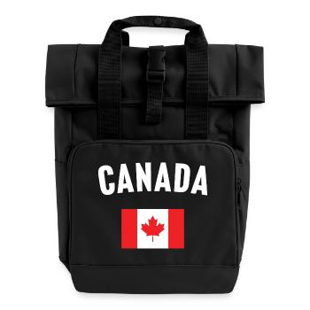 Canada Flag - Roll Top Backpack with Two Handles - black - Front
