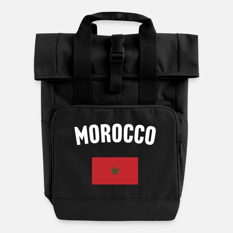 Drapeau du Maroc - Sac à dos Roll Top à deux anses - noir