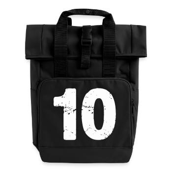 10 - Rolltop Rucksack mit zwei Griffen - Schwarz - Vorne