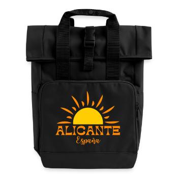 Lebendiger Sunburst Alicante Spanien Design - Rolltop Rucksack mit zwei Griffen - Schwarz - Vorne