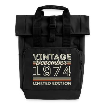 Jahrgang Dezember 1974 - 51. Jubiläum Dezember - Rolltop Rucksack mit zwei Griffen - Schwarz - Vorne