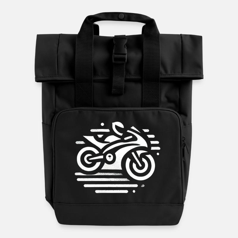 motorcycle - Sac à dos Roll Top à deux anses - noir