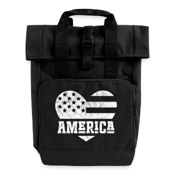 Amerika Flagge Herz Weiß - Rolltop Rucksack mit zwei Griffen - Schwarz - Vorne