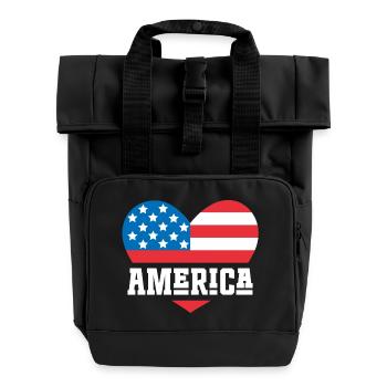 Amerika Flagge Herz - Rolltop Rucksack mit zwei Griffen - Schwarz - Vorne