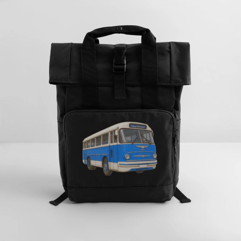 Alter blauer Bus Rolltop Rucksack mit zwei Griffen