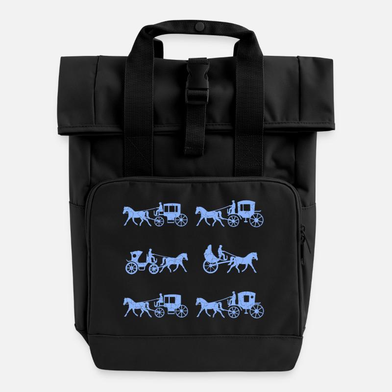 Kutsche Kutscher - Rolltop Rucksack mit zwei Griffen - Schwarz