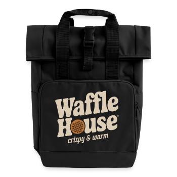 Waffle House – Crispy & Warm - Roll Top Backpack with Two Handles - black - Front