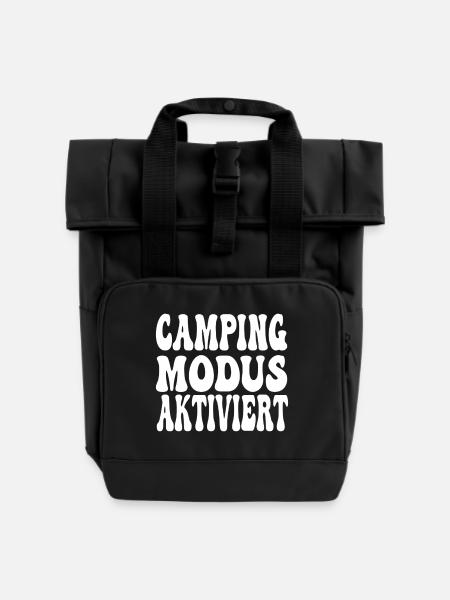 Camping Modus aktiviert - Rolltop Rucksack mit zwei Griffen - Schwarz