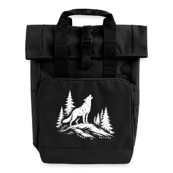 Loup Puissant et Nature - Sac à dos Roll Top à deux anses - noir - Devant