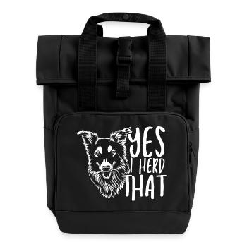 Wolfskopf mit handschriftlichem Text - Rolltop Rucksack mit zwei Griffen - Schwarz - Vorne