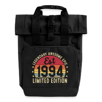 32ème anniversaire - Cadeau Vintage 1994 - Sac à dos Roll Top à deux anses - noir - Devant
