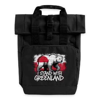 I Stand With Greenland – Polar Bear - Roll Top Backpack with Two Handles - black - Front