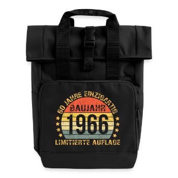 1966 Birthday Decoration Funny 60th Birthday - Roll Top Backpack with Two Handles - black - Front