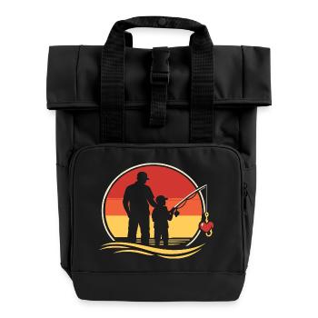 Silhouette de pêche de papa Chemise vintage pour la fête des pères - Sac à dos Roll Top à deux anses - noir - Devant