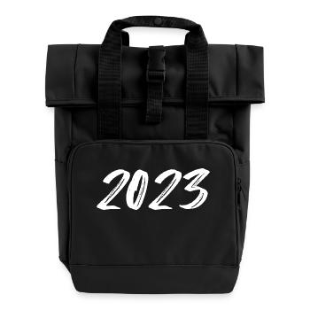 2023 blanc Réveillon du Nouvel An - Sac à dos Roll Top à deux anses - noir - Devant