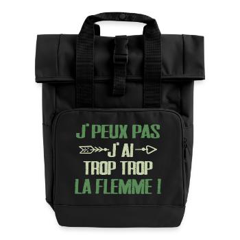 Laziness Design Relaxed humour & Assumed laziness - Roll Top Backpack with Two Handles - black - Front