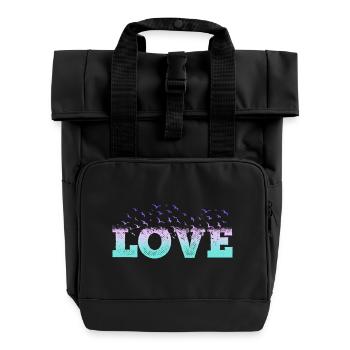 Liebe Love Herz Vögel Romantisch Ich Liebe Dich - Rolltop Rucksack mit zwei Griffen - Schwarz - Vorne