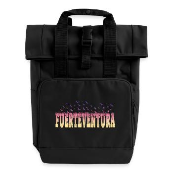 Fuerteventura Palmen Sommer Sonne Strand Meer - Rolltop Rucksack mit zwei Griffen - Schwarz - Vorne