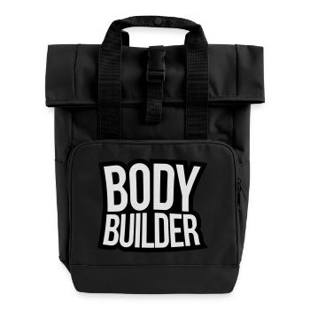 Bodybuilder text - Roll Top Backpack with Two Handles - black - Front