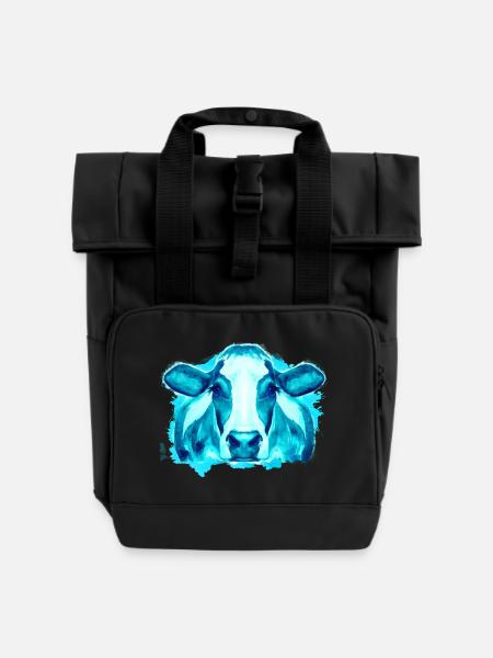 Kuh Kühe - Rolltop Rucksack mit zwei Griffen - Schwarz
