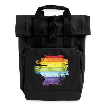 Pride Brush Rainbow - Roll Top Backpack with Two Handles - black - Front