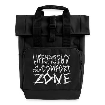 life begins at the end of your comfort zone - Roll Top Backpack with Two Handles - black - Front