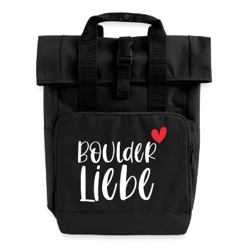 Bouldern Boulder Liebe Klettern Berge Geschenk - Rolltop Rucksack mit zwei Griffen - Schwarz - Vorne