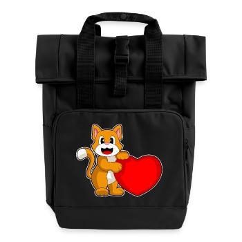 Coeur de chat - Sac à dos Roll Top à deux anses - noir - Devant