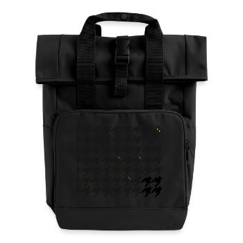 All Cats Black Pattern Houndstooth Style Eyes - Roll Top Backpack with Two Handles - black - Front