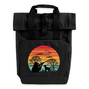 Hunt Ready - Hunting Apparel Retro Design - Rolltop Rucksack mit zwei Griffen - Schwarz - Vorne