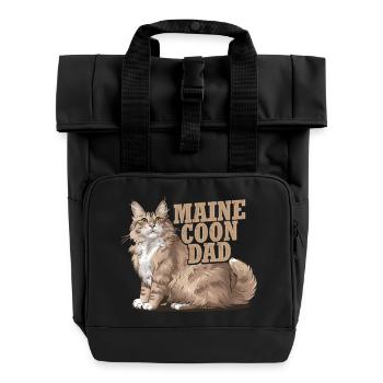 Maine Coon Dad Cat Kitten Father - Rolltop Rucksack mit zwei Griffen - Schwarz - Vorne