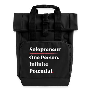 Solopreneur: One Person. Infinite Potential. [W] - Roll Top Backpack with Two Handles - black - Front