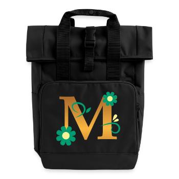 M - Roll Top Backpack with Two Handles - black - Front