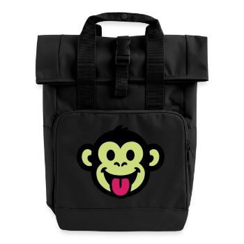 Affe Lustig Comic - Rolltop Rucksack mit zwei Griffen - Schwarz - Vorne