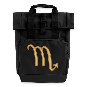 Scorpio Zodiac Symbol Two Tone Golden - Roll Top Backpack with Two Handles - black - Front