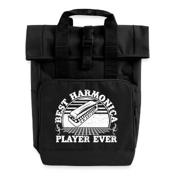 Harmonica Musican Best Player Ever Harmonica - Roll Top Backpack with Two Handles - black - Front