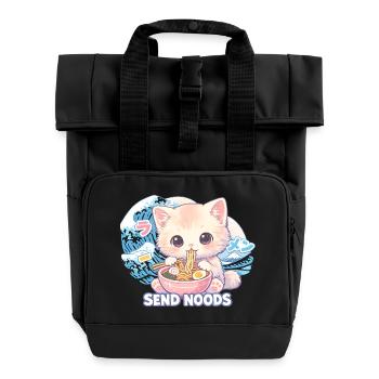 Ramen Katze Kanagawa - Rolltop Rucksack mit zwei Griffen - Schwarz - Vorne