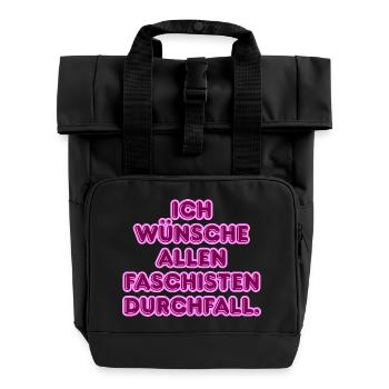 Gegen Faschisten Pink Protest - Rolltop Rucksack mit zwei Griffen - Schwarz - Vorne